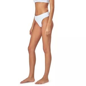 NWOT Charlie Holiday Womens Tally Striped High Waist Swim Bottom Separates White